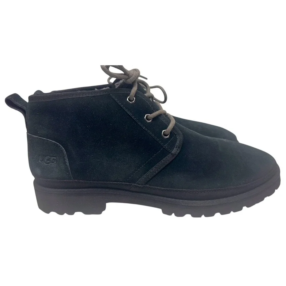 UGG Nealand Boots Black Suede Shearling Lined Lug Chukka Vibram Winter, Men's 13